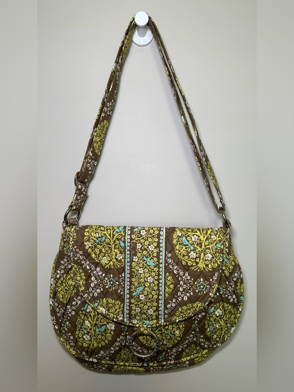 Vera Bradley Saddle Up Crossbody Shoulder Bag Sittin’ In A Tree print quilted